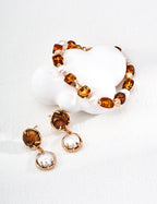 Vintage Natural Pearl Flower Amber Bracelet-3