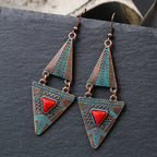 Bohemian Vintage Style Triangle Turquoise Earrings