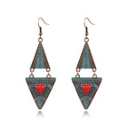 Bohemian Vintage Style Triangle Turquoise Earrings
