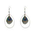 Bohemian Vintage Natural Peacock Feather Earrings