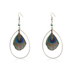 Bohemian Vintage Natural Peacock Feather Earrings