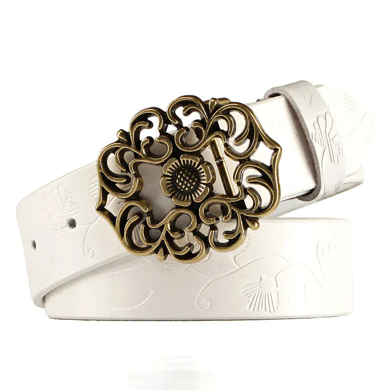 Vintage Leather Belt with Ethnic Style for Women